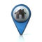 Blue map pointer with home icon