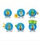 Blue marbles cartoon character with cute emoticon bring money