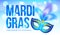 Blue Mardi Gras banner template with carnival mask