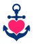 Blue marine anchor with a pink heart