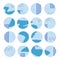 Blue maritime style social media story highlight covers, Abstract spots and stripes on a light blue background