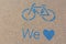 Blue marked bike path on Lake Garda Italy