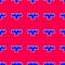 Blue Marker pen attachment icon isolated seamless pattern on red background. Vector