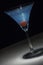 Blue Martini with cherry garnish