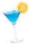 Blue martini with orange slice