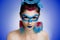 Blue mask woman