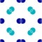 Blue Mathematics sets A and B icon isolated seamless pattern on white background. Symmetric difference. Vector