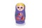 Blue matryoshkas russian wooden nesting doll. Isolated in white.