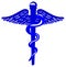 Blue medical caduceus