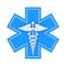 Blue Medical Emergency Star Of Life with White Caduceus Medical Symbol. 3d Rendering