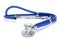 Blue medical stethoscope or phonendoscope isolated on white background