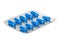 Blue medication capsules, pils