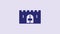 Blue Medieval castle gate in a stone wall icon isolated on purple background. Medieval fortress. Protection from enemies
