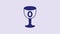 Blue Medieval goblet icon isolated on purple background. Holy grail. 4K Video motion graphic animation