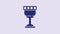 Blue Medieval goblet icon isolated on purple background. Holy grail. 4K Video motion graphic animation