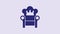 Blue Medieval throne icon isolated on purple background. 4K Video motion graphic animation