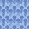 Blue medusa. Seamless pattern. Endless ornament of marine invertebrates.