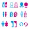 Blue men and pink woman sign vector set design