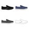 Blue men summer espadrilles . Summer comfortable shoes on the bare feet for everyday wear.Different shoes single icon in