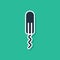 Blue Menstruation and sanitary tampon icon isolated on green background. Feminine hygiene product. Vector Illustration