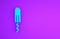 Blue Menstruation and sanitary tampon icon isolated on purple background. Feminine hygiene product. Minimalism concept