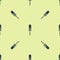 Blue Menstruation and sanitary tampon icon isolated seamless pattern on yellow background. Feminine hygiene product