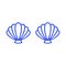 Blue mermaid bra. Outline mermaid top - t-shirt design. Scallop sea shell. Clam. Conch. Seashell - flat vector