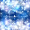 Blue Merry Christmas background with silver snowflakes, light, stars. Vector Illustration. Xmas