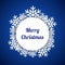 Blue Merry Christmas greeting card with snowflakes