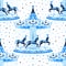 Blue merry-go-round seamless pattern.