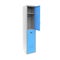 Blue metal locker. Two level compartment. 3d rendering illustration