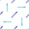 Blue Metal pike pole with wooden handle icon isolated seamless pattern on white background. Spear, pickaxe, hook hand