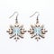 Blue Metal Snowflake Dangle Earrings With Wood Design