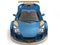 Blue metallic racing supercar with gold details