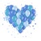 Blue Metallic Realistic 3d Heart Bunch of Balloons