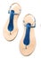 Blue metallized leather flip flop sandals