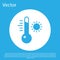 Blue Meteorology thermometer measuring icon isolated on blue background. Thermometer equipment showing hot or cold