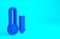 Blue Meteorology thermometer measuring icon isolated on blue background. Thermometer equipment showing hot or cold