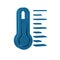 Blue Meteorology thermometer measuring icon isolated on transparent background. Thermometer equipment showing hot or