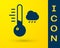 Blue Meteorology thermometer measuring icon isolated on yellow background. Thermometer equipment showing hot or cold