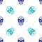 Blue Mexican wrestler icon isolated seamless pattern on white background. Vector