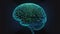 Blue microchip brain with a neural network .Artificial intelligence big data analysis concept