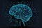 Blue microchip brain with a neural network .Artificial intelligence big data analysis concept