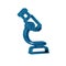 Blue Microscope icon isolated on transparent background. Chemistry, pharmaceutical instrument, microbiology magnifying
