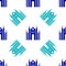 Blue Milan Cathedral or Duomo di Milano icon isolated seamless pattern on white background. Famous landmark of Milan
