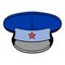 Blue military hat with star icon cartoon