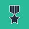 Blue Military reward medal icon isolated on green background. Army sign. Vector