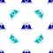 Blue Miner helmet icon isolated seamless pattern on white background. Vector
