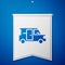 Blue Minibus icon isolated on blue background. White pennant template. Vector