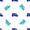 Blue Minibus icon isolated seamless pattern on white background. Vector